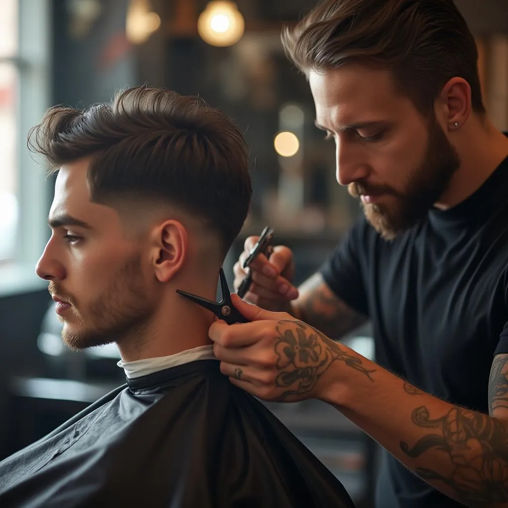 Ambiente exclusivo de la barbería con decoración elegante