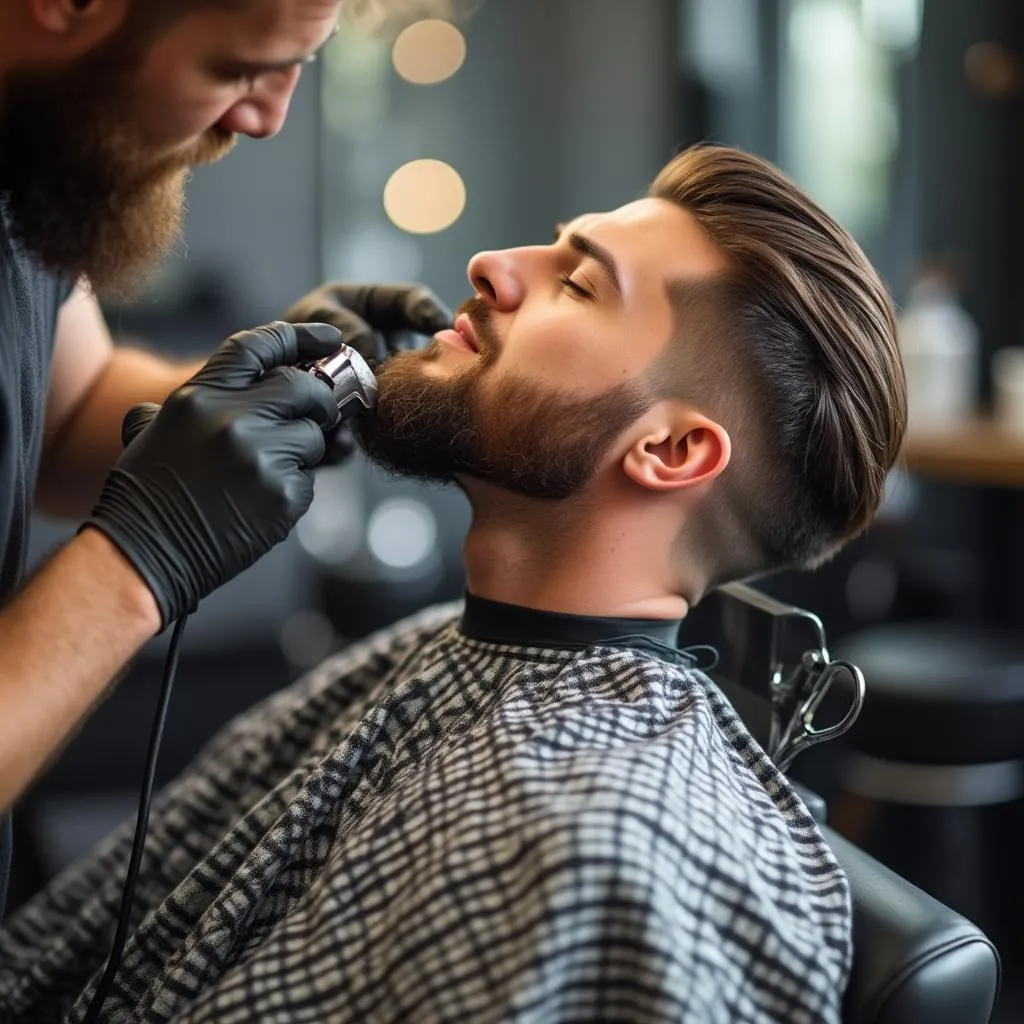 Detallado recorte de barba con precisión